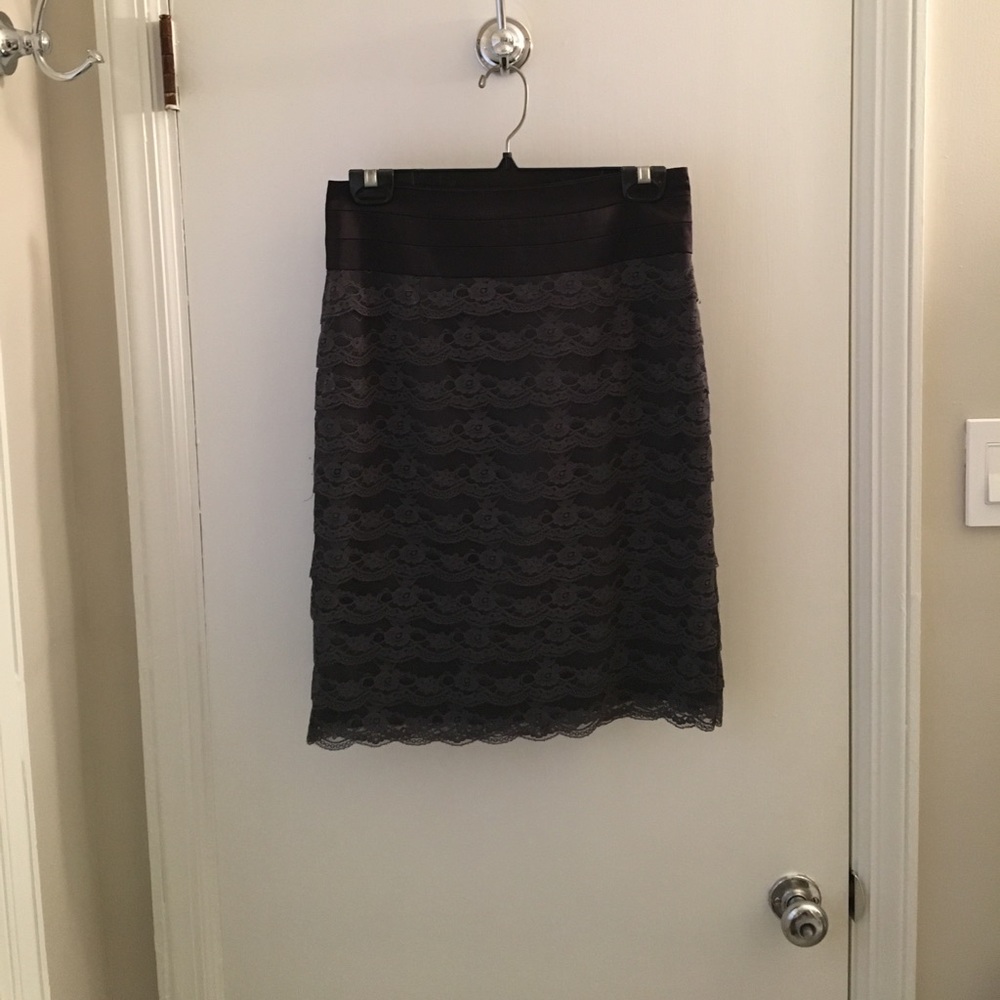 Layered Gray lace pencil skirt